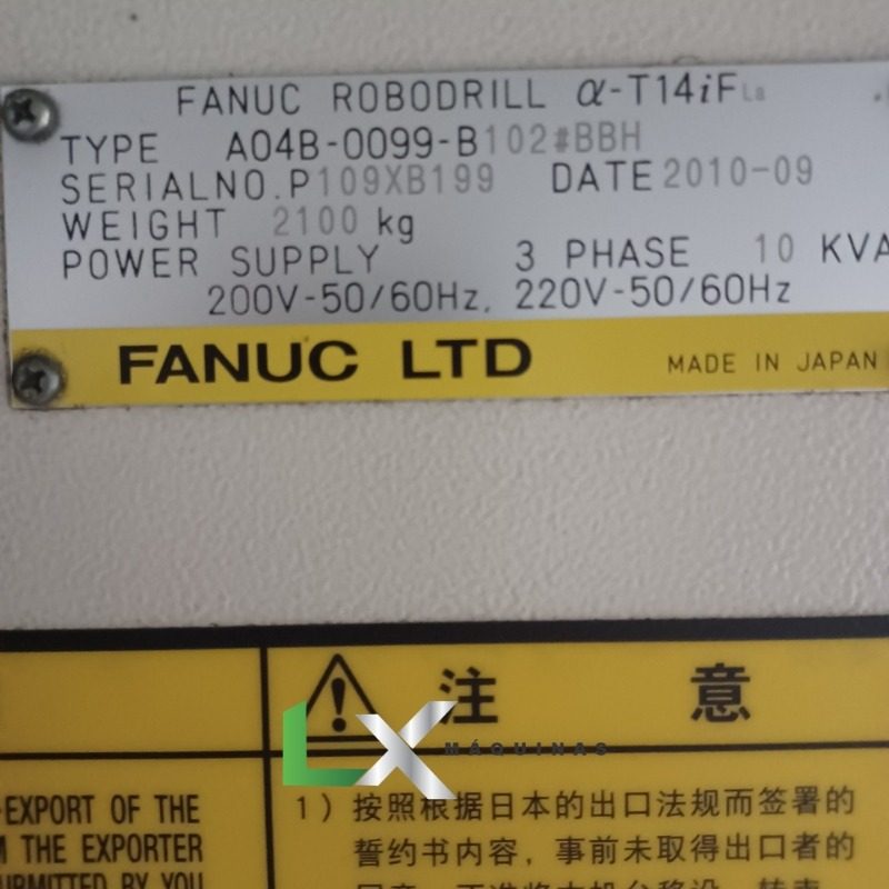 CENTRO DE FURAÇÃO E ROSQUEAMENTO FANUC ROBODRILL ALPHA T14i-FLA - ANO 2010 (4)