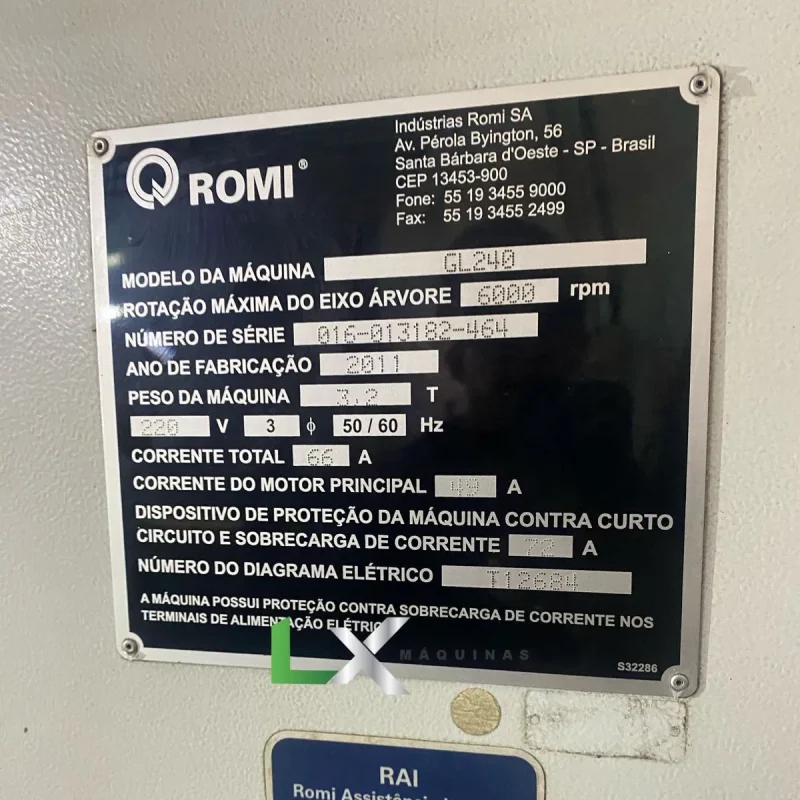 CENTRO DE TORNEAMENTO ROMI GL 240 – COM TRANSPORTADOR DE CAVACOS (5)
