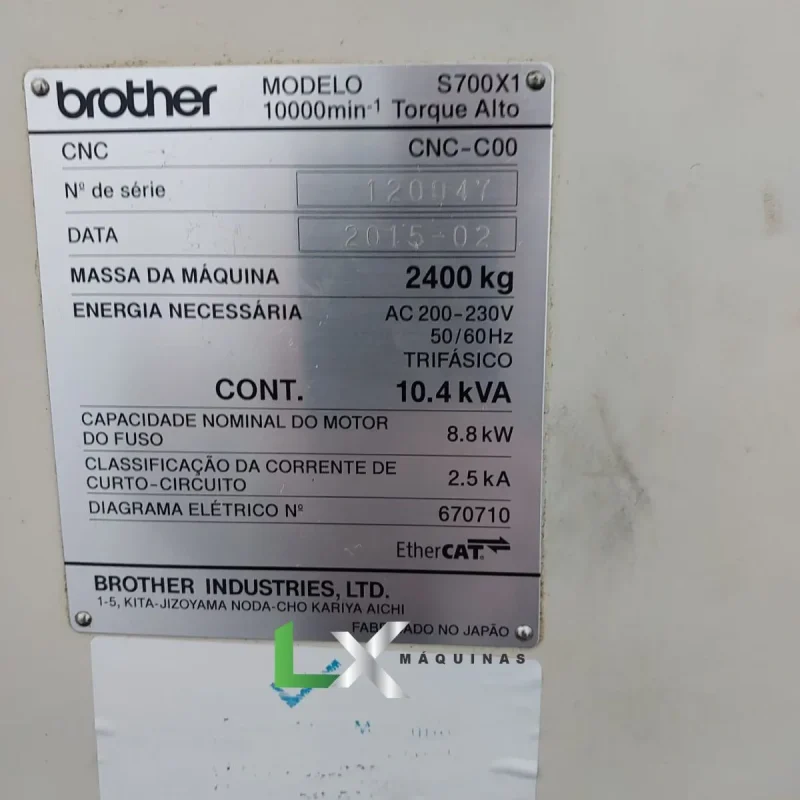 CENTRO DE USINAGEM E FURAÇÃO BROTHER S700X1 - 2015 (1)