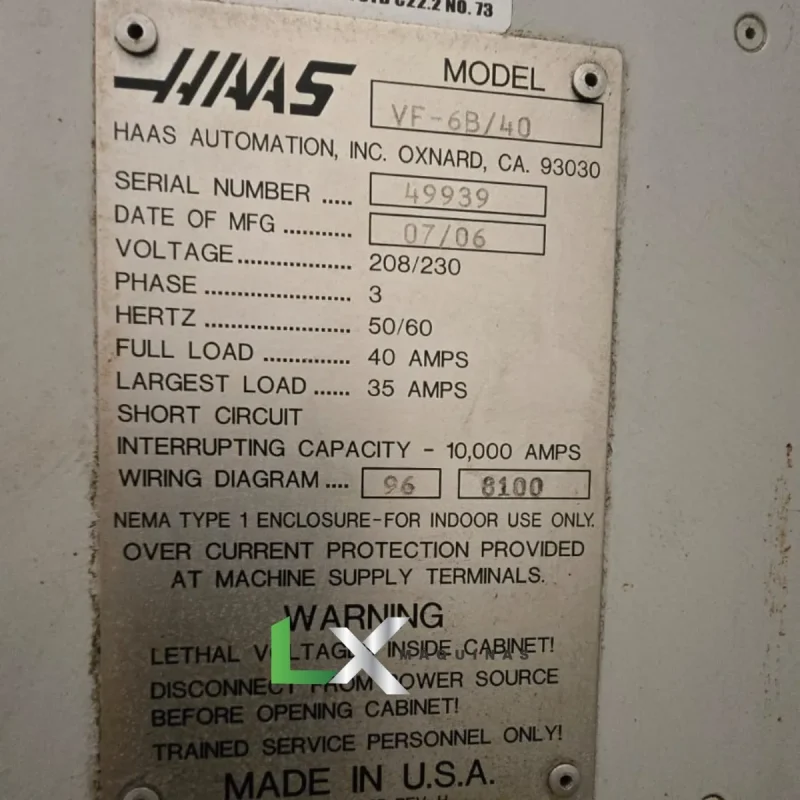 CENTRO DE USINAGEM HAAS VF6 - 1626 X 813 X 762MM - ANO 2006 (1)