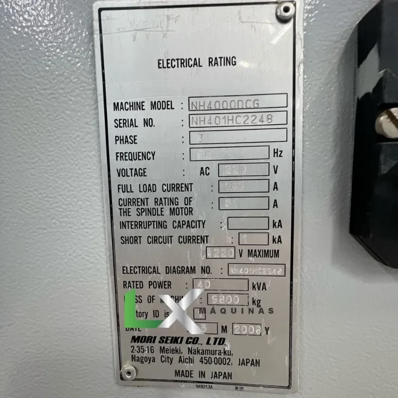CENTRO DE USINAGEM HORIZONTAL MORI SEIKI NH4000 - 2008 (2)