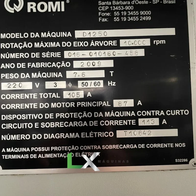 CENTRO DE USINAGEM ROMI D1250 COM 4 EIXO FANUC - 2009 (1)