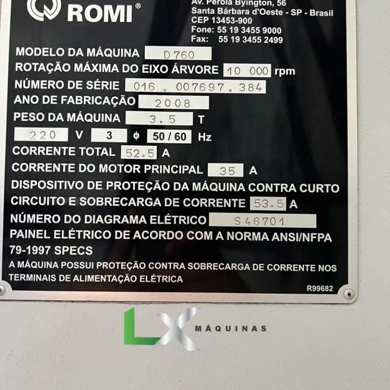 CENTRO DE USINAGEM ROMI D760 SIEMENS - 2008 (2)