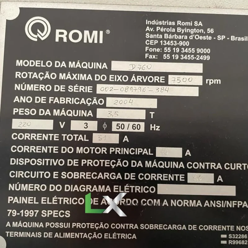 CENTRO DE USINAGEM ROMI D760 - SIEMENS - ANO 2004 (8)