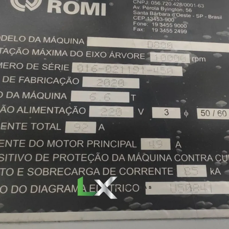CENTRO DE USINAGEM ROMI D800 – FANUC – ANO 2020 (8)