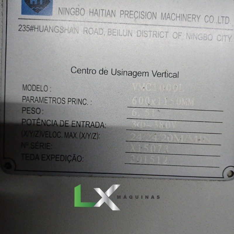 CENTRO DE USINAGEM VERTICAL HISION VMC1000L - ANO 2015 (3)