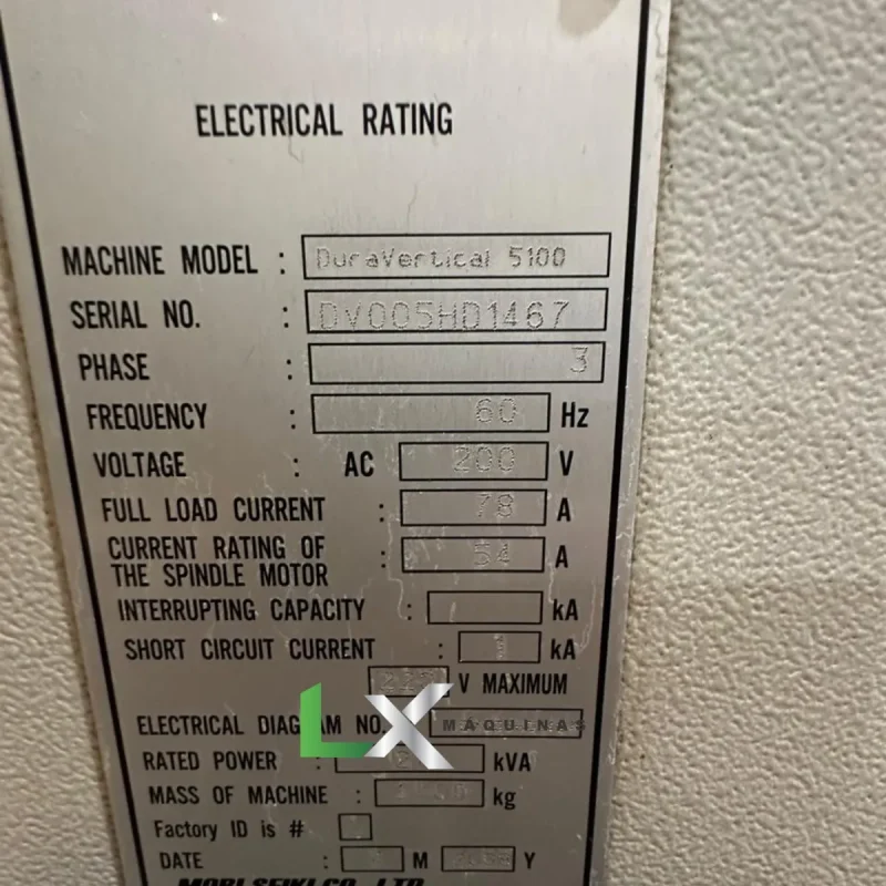 CENTRO DE USINAGEM VERTICAL MORI SEIKI DURAVERTICAL 5100 - ANO 2009 (2)