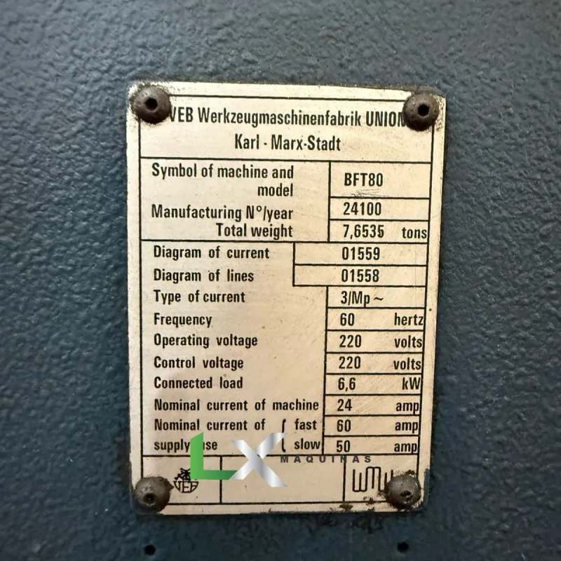 MANDRILHADORA UNIVERSAL UNION BTF80 - MESA GIRATORIA1000 X 1000 MM (6)