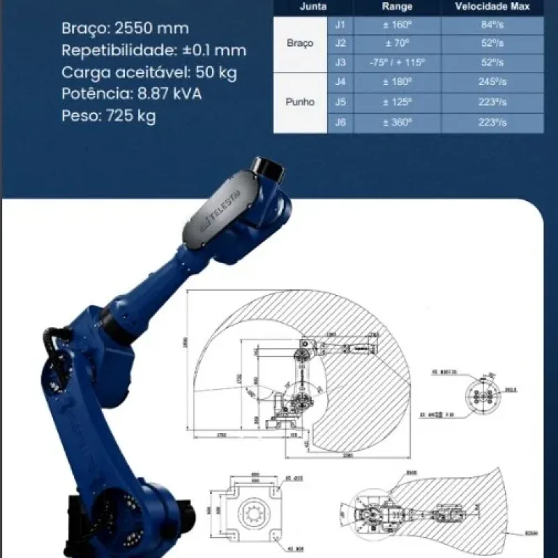 ROBO DE MANIPULAÇÃO TELESTAI TLTIRUS2550A - 50KG