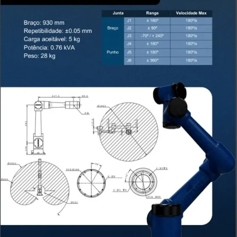 ROBO DE MANIPULAÇÃO TELESTAI TLTIRXZ0805A - 5KG