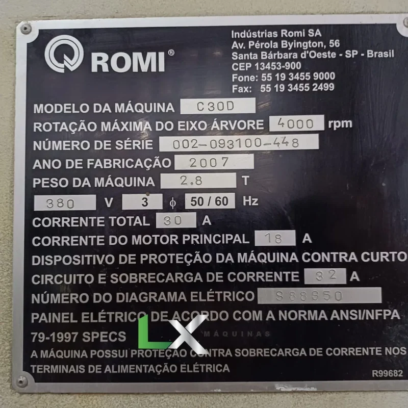 TORNO CNC ROMI CENTUR 30D SIEMENS - ANO 2007 - GANG (4)
